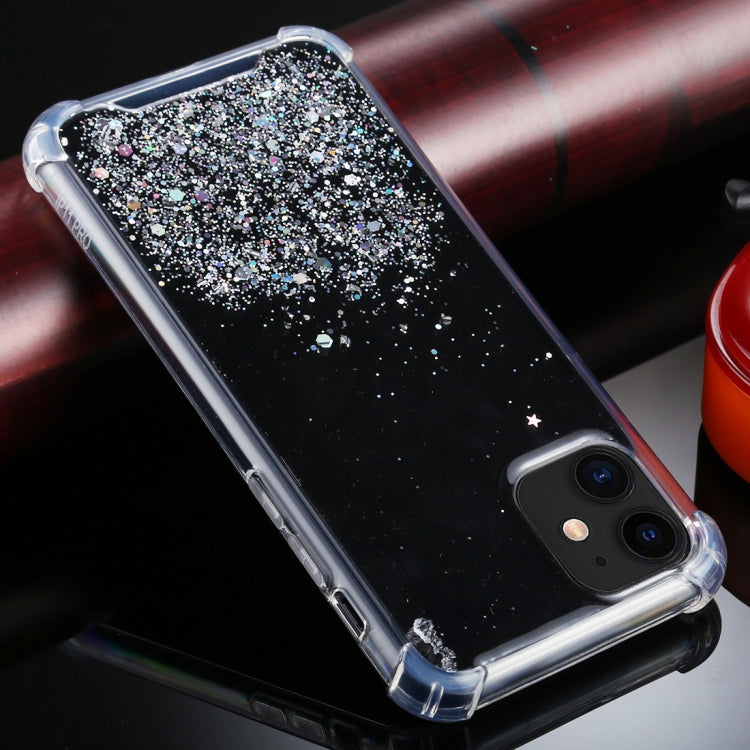 For iPhone 11 Four-Corner Shockproof Glitter Powder Acrylic + TPU Protective Case