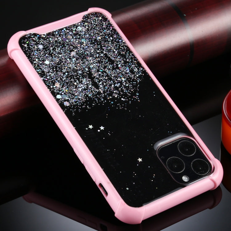 For iPhone 11 Pro Max Four-Corner Shockproof Glitter Powder Acrylic + TPU Protective Case