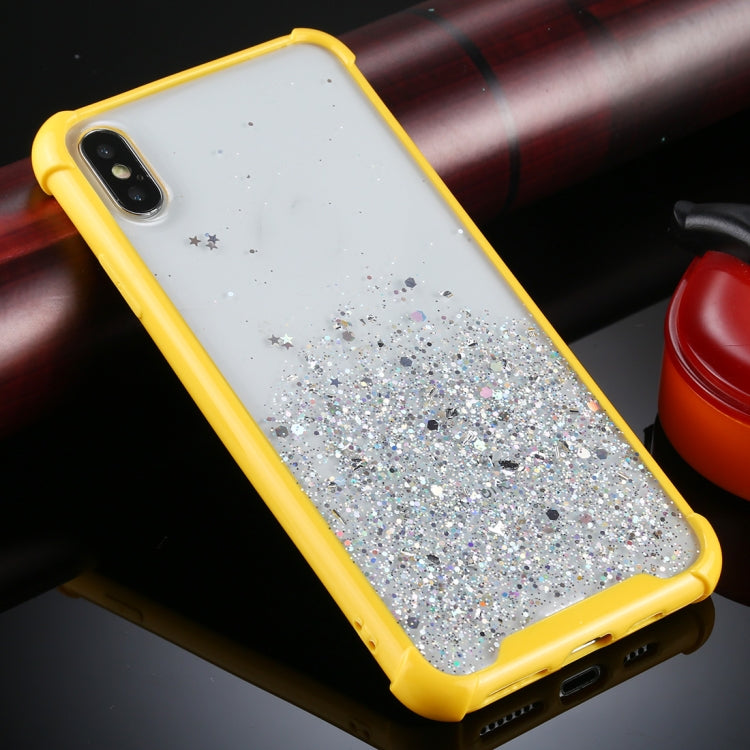 For iPhone X / XS Four-Corner Shockproof Glitter Powder Acrylic + TPU Protective Case