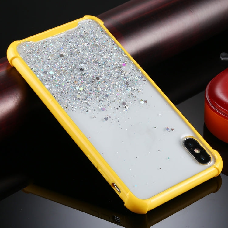 For iPhone X / XS Four-Corner Shockproof Glitter Powder Acrylic + TPU Protective Case