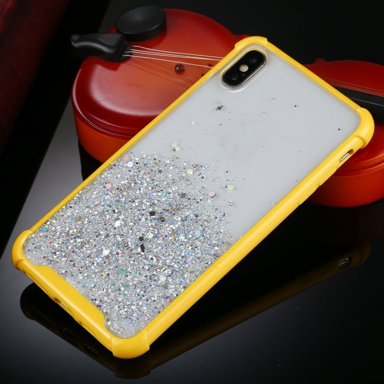 For iPhone X / XS Four-Corner Shockproof Glitter Powder Acrylic + TPU Protective Case