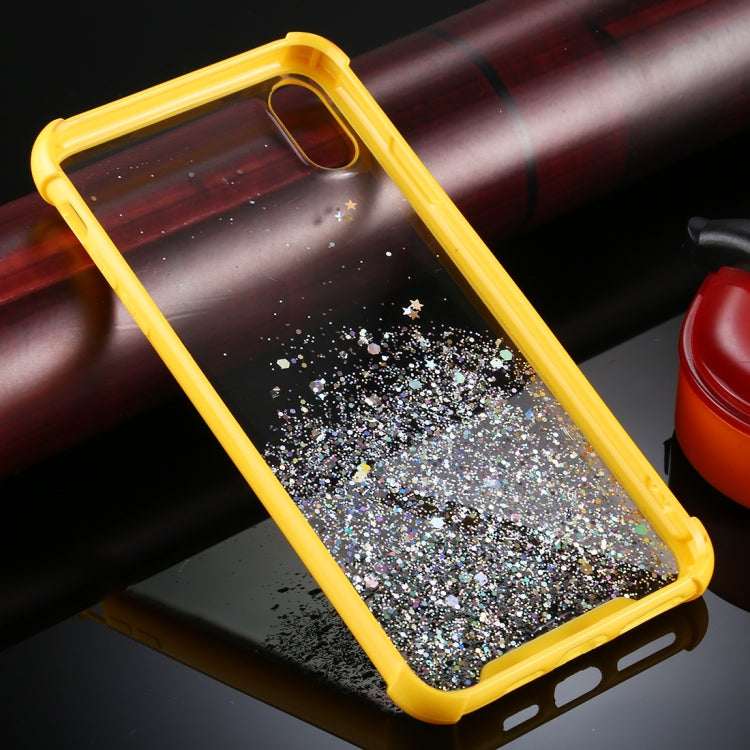 For iPhone X / XS Four-Corner Shockproof Glitter Powder Acrylic + TPU Protective Case