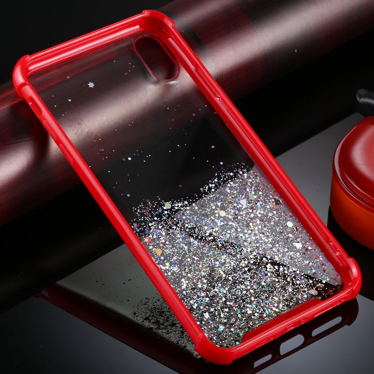 For iPhone X / XS Four-Corner Shockproof Glitter Powder Acrylic + TPU Protective Case