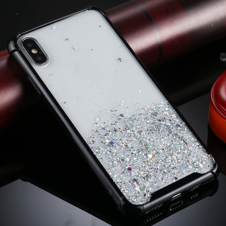 For iPhone X / XS Four-Corner Shockproof Glitter Powder Acrylic + TPU Protective Case