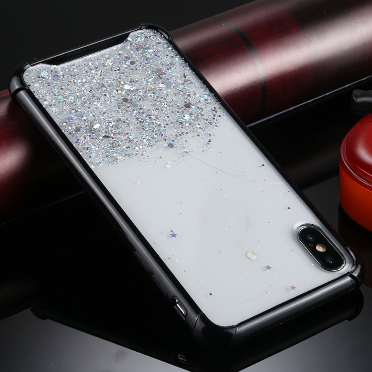 For iPhone X / XS Four-Corner Shockproof Glitter Powder Acrylic + TPU Protective Case