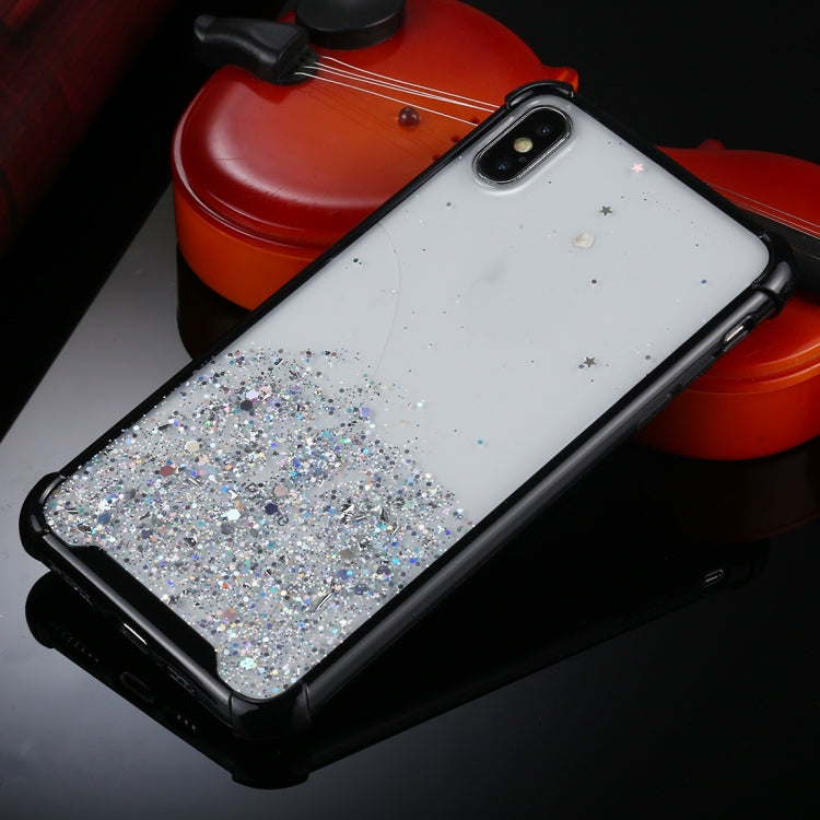 For iPhone X / XS Four-Corner Shockproof Glitter Powder Acrylic + TPU Protective Case