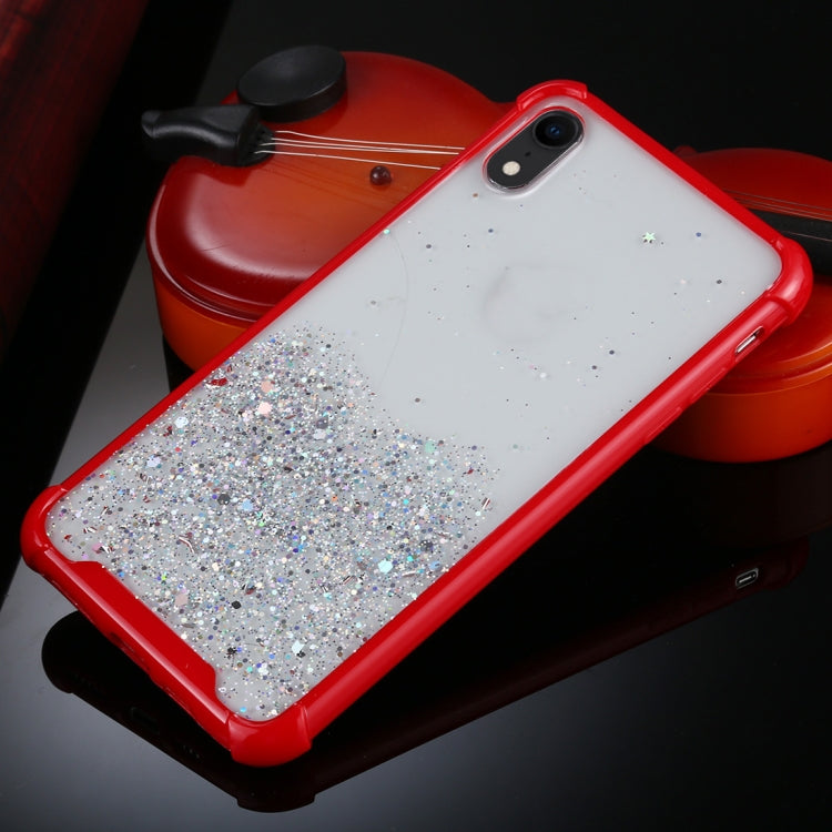 For iPhone XR Four-Corner Shockproof Glitter Powder Acrylic + TPU Protective Case