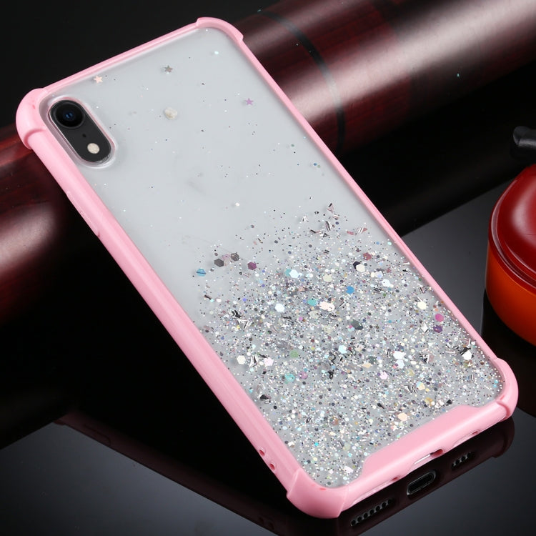 For iPhone XR Four-Corner Shockproof Glitter Powder Acrylic + TPU Protective Case