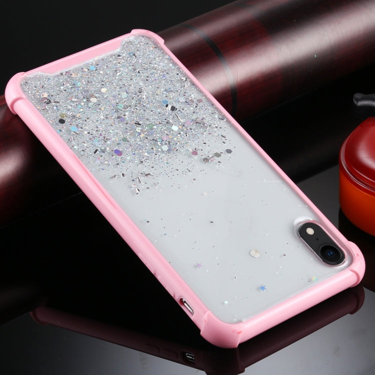 For iPhone XR Four-Corner Shockproof Glitter Powder Acrylic + TPU Protective Case