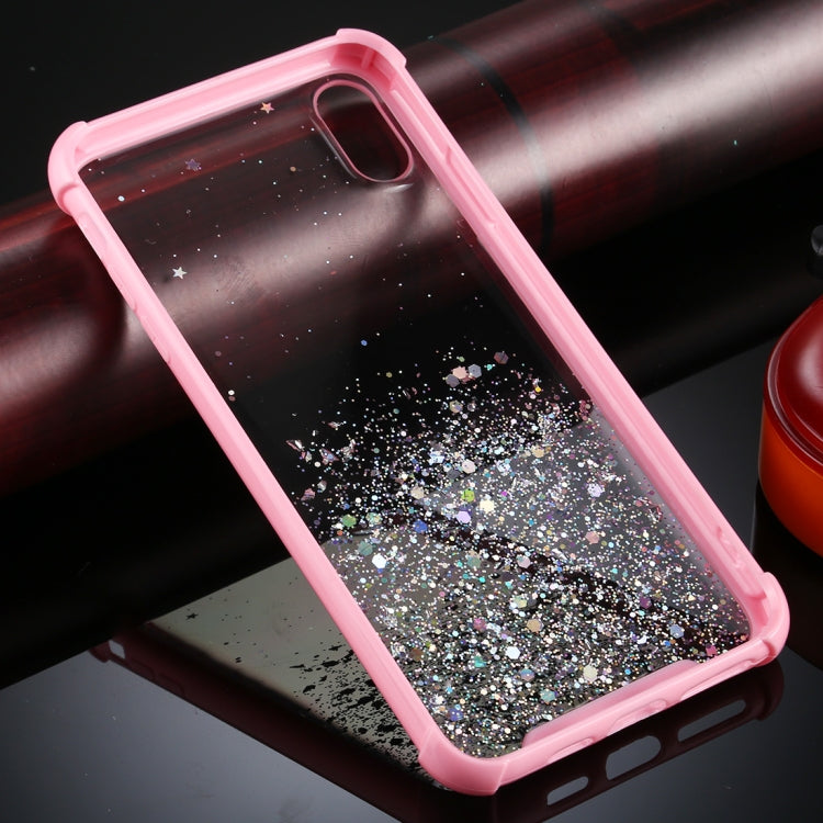 For iPhone XR Four-Corner Shockproof Glitter Powder Acrylic + TPU Protective Case
