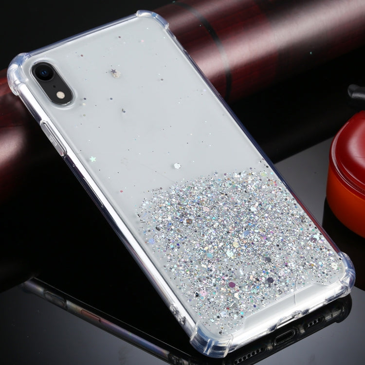 For iPhone XR Four-Corner Shockproof Glitter Powder Acrylic + TPU Protective Case