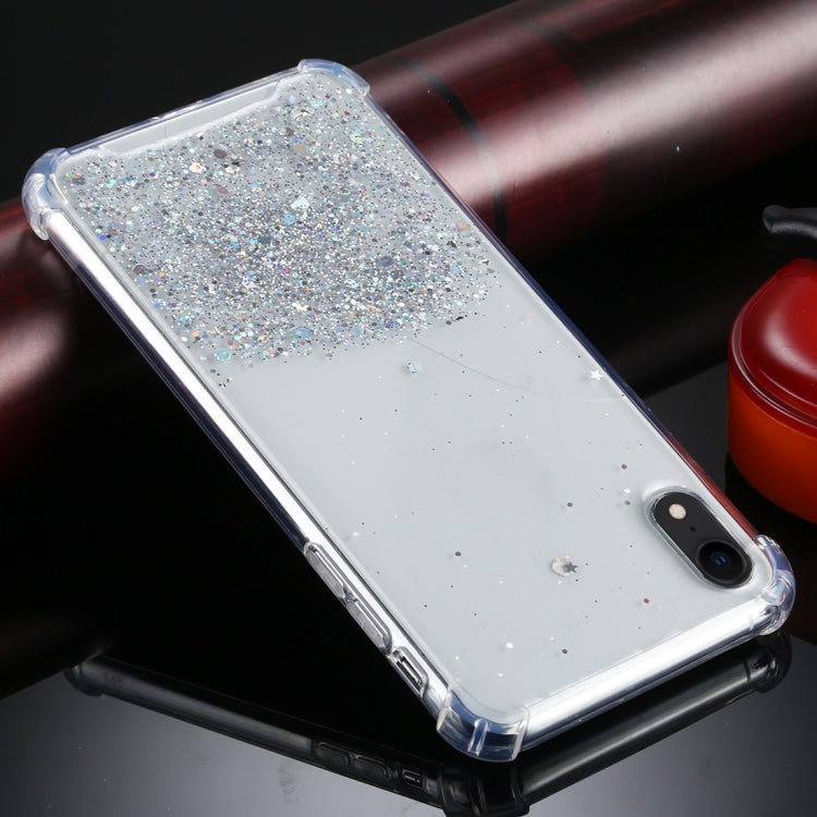 For iPhone XR Four-Corner Shockproof Glitter Powder Acrylic + TPU Protective Case