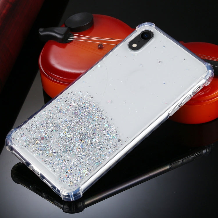 For iPhone XR Four-Corner Shockproof Glitter Powder Acrylic + TPU Protective Case