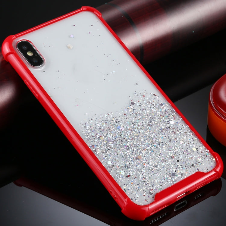 For iPhone XS Max Four-Corner Shockproof Glitter Powder Acrylic + TPU Protective Case