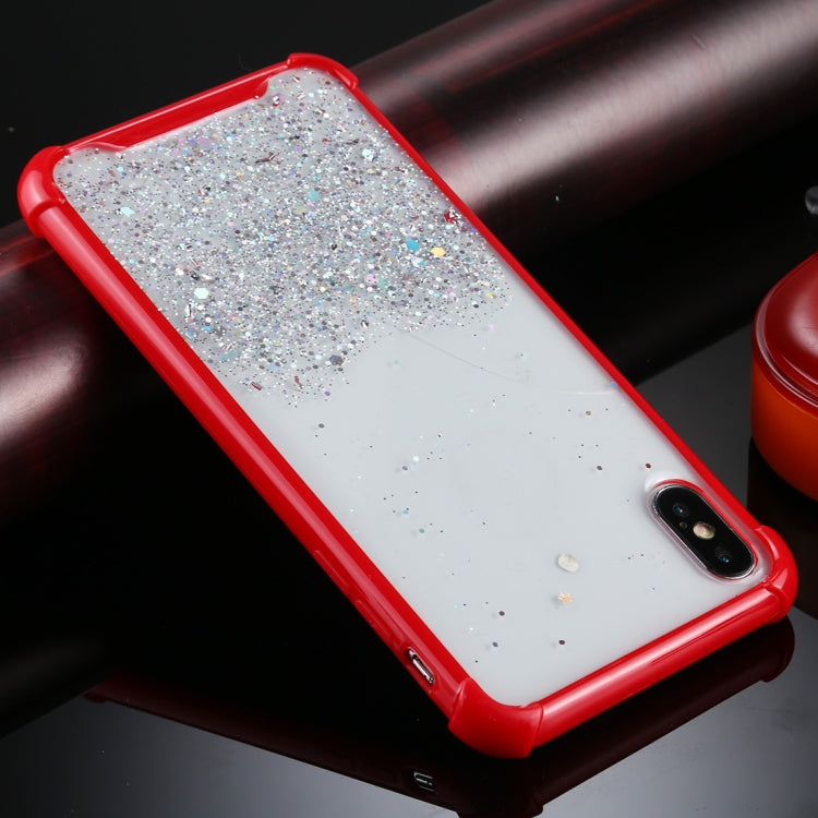 For iPhone XS Max Four-Corner Shockproof Glitter Powder Acrylic + TPU Protective Case