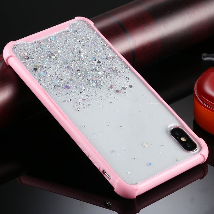 For iPhone XS Max Four-Corner Shockproof Glitter Powder Acrylic + TPU Protective Case