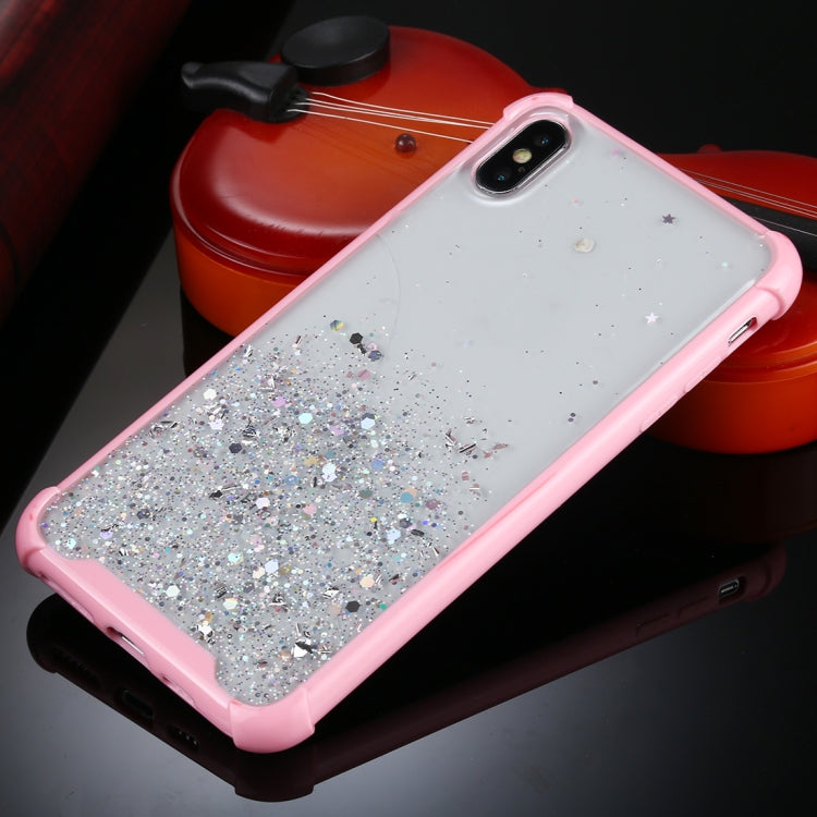 For iPhone XS Max Four-Corner Shockproof Glitter Powder Acrylic + TPU Protective Case