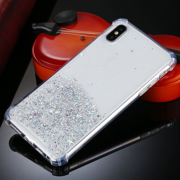For iPhone XS Max Four-Corner Shockproof Glitter Powder Acrylic + TPU Protective Case