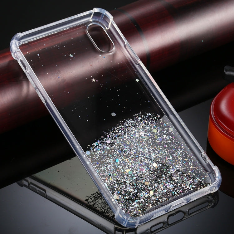 For iPhone XS Max Four-Corner Shockproof Glitter Powder Acrylic + TPU Protective Case