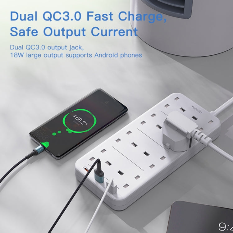 Yesido MC-16 8 Plugs + PD 20W+2 QC3.0 Ports 3250W High Power Fast Charging Socket(UK Plug)