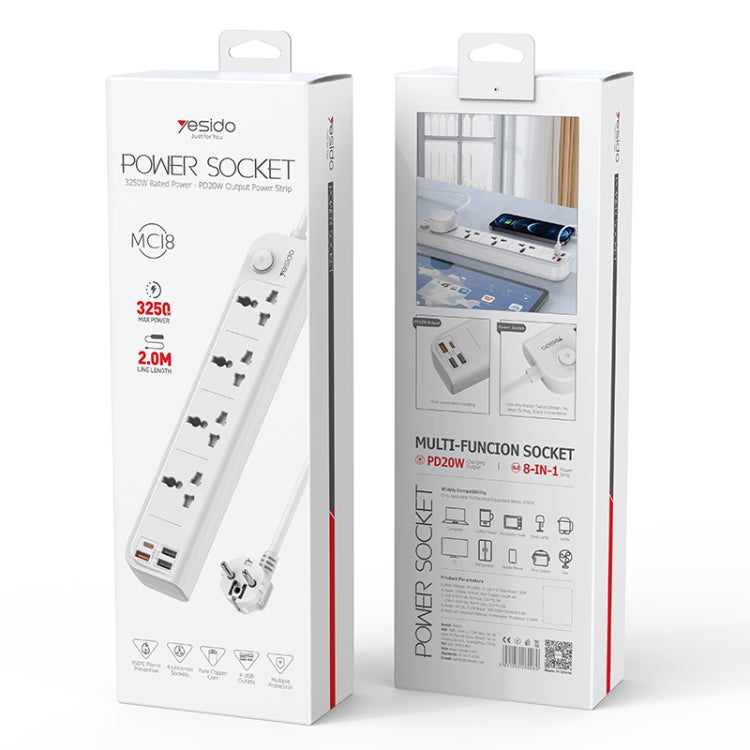 Yesido MC-18 PD 20W + QC 3.0 3250W High Power Fast Charging Socket(EU Plug)