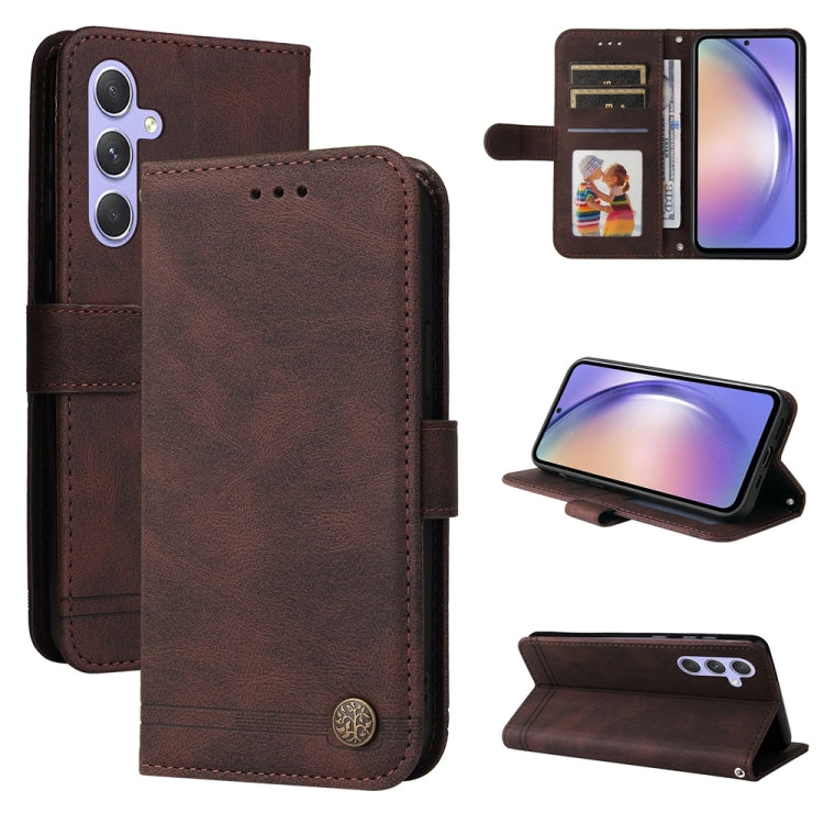 For Samsung Galaxy M54 5G Skin Feel Life Tree Metal Button Leather Phone Case