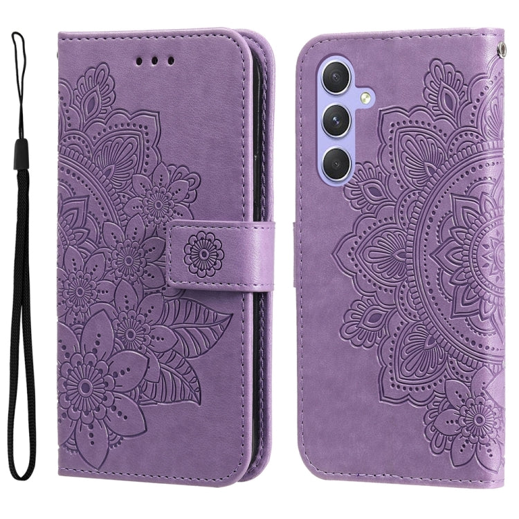 For Samsung Galaxy M54 5G 7-petal Flowers Embossing Leather Phone Case