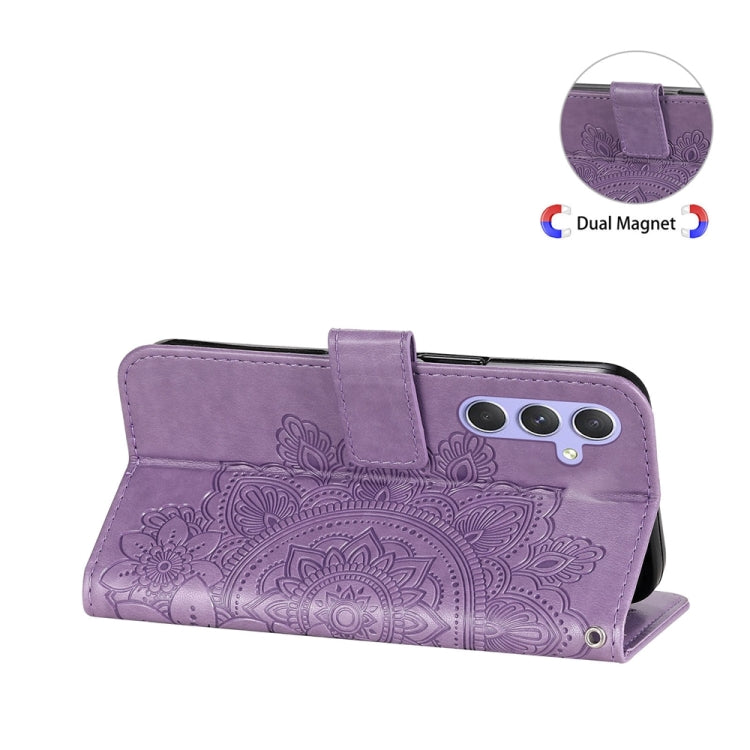 For Samsung Galaxy M54 5G 7-petal Flowers Embossing Leather Phone Case