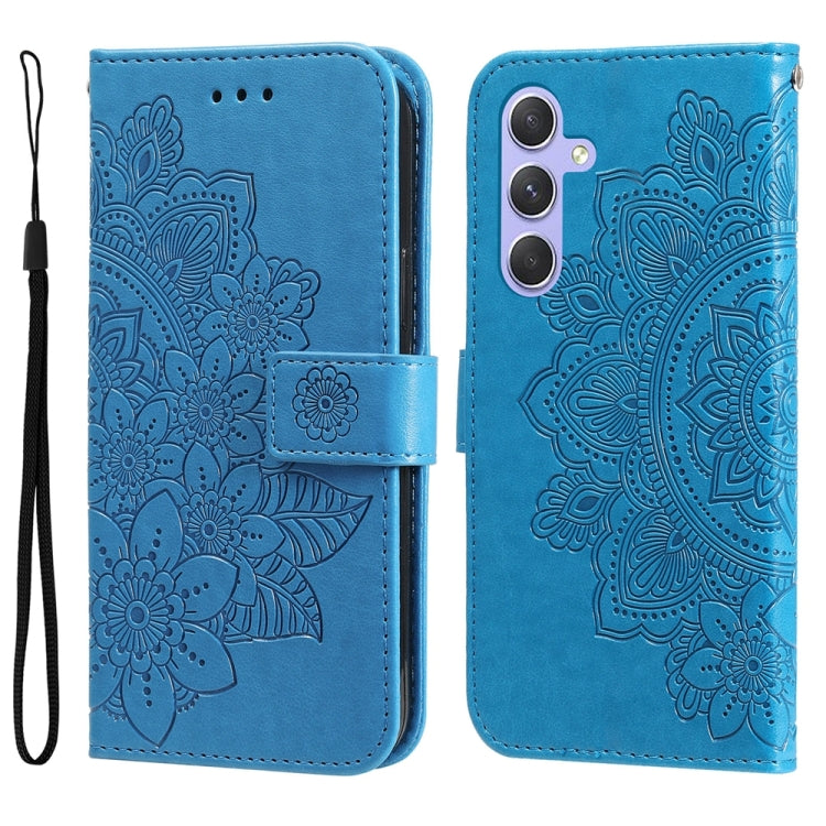 For Samsung Galaxy M54 5G 7-petal Flowers Embossing Leather Phone Case