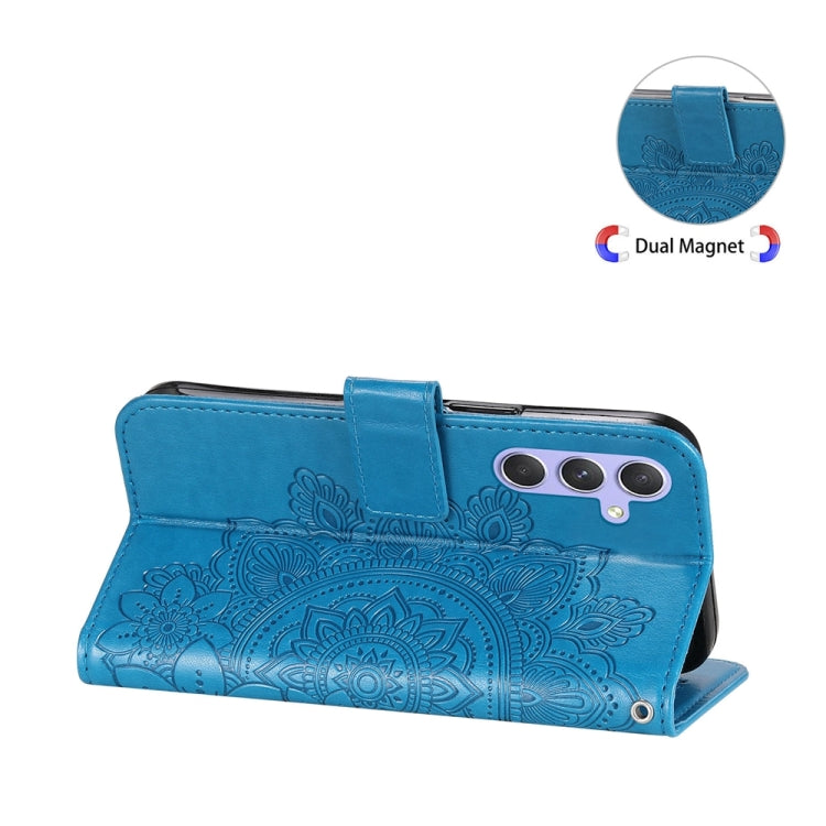 For Samsung Galaxy M54 5G 7-petal Flowers Embossing Leather Phone Case