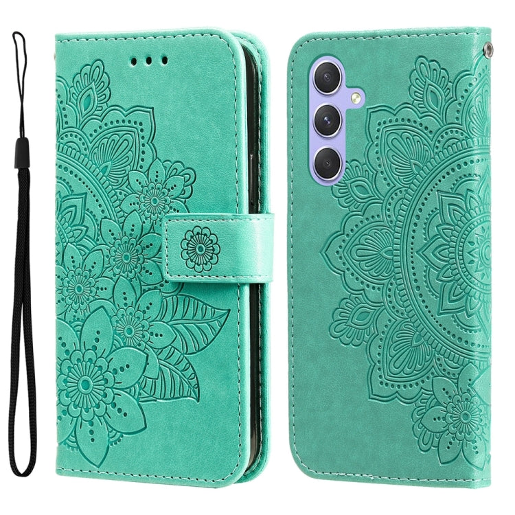 For Samsung Galaxy M54 5G 7-petal Flowers Embossing Leather Phone Case