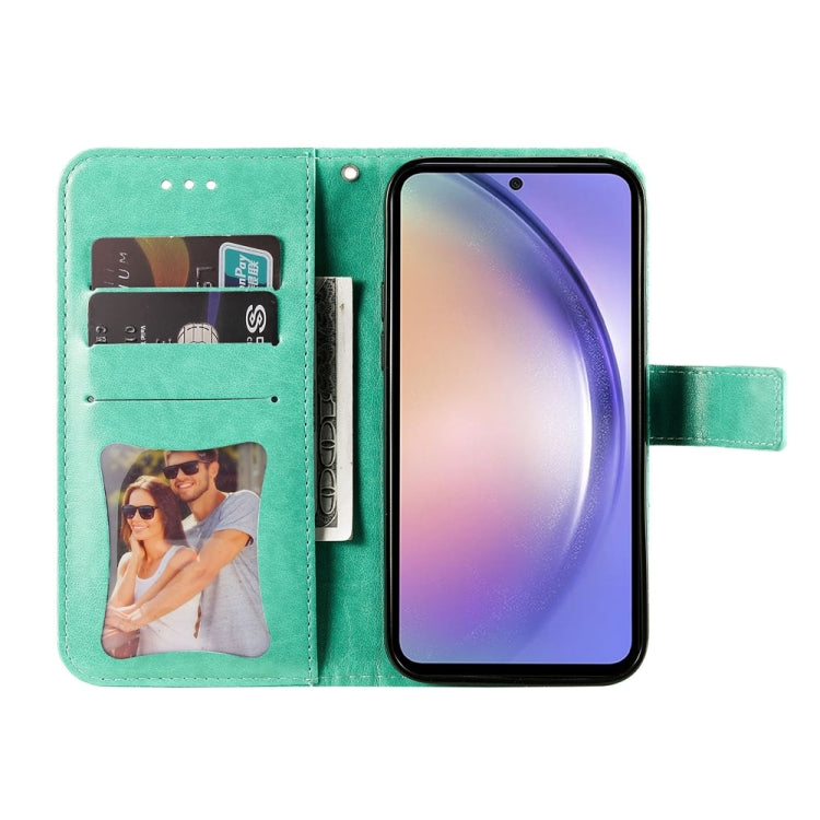 For Samsung Galaxy M54 5G 7-petal Flowers Embossing Leather Phone Case