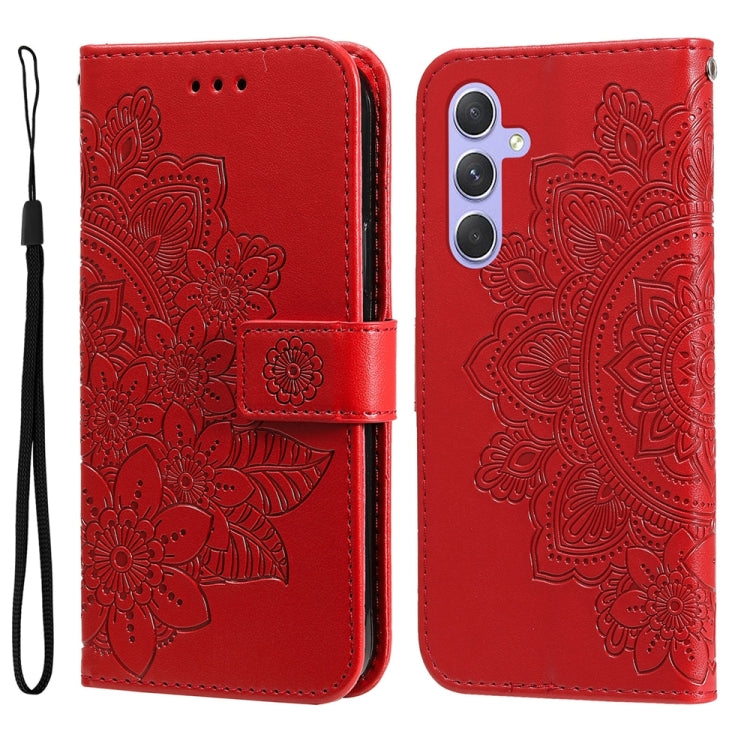 For Samsung Galaxy M54 5G 7-petal Flowers Embossing Leather Phone Case