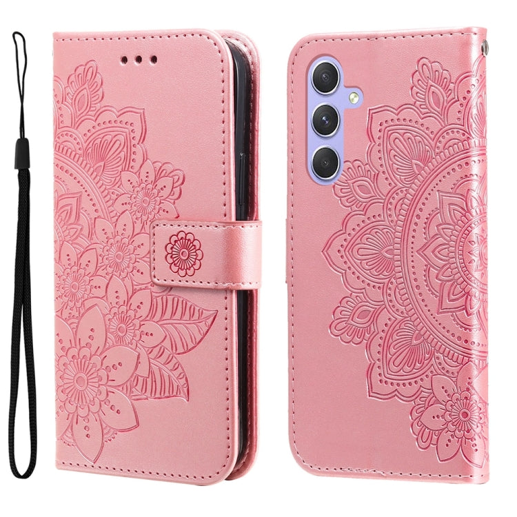 For Samsung Galaxy M54 5G 7-petal Flowers Embossing Leather Phone Case