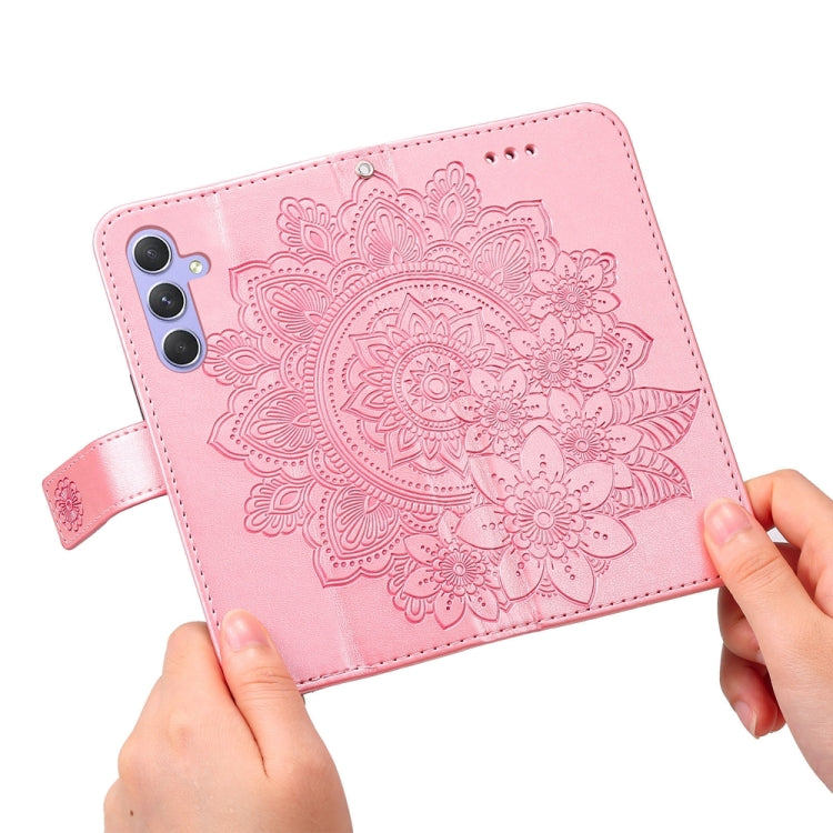 For Samsung Galaxy M54 5G 7-petal Flowers Embossing Leather Phone Case