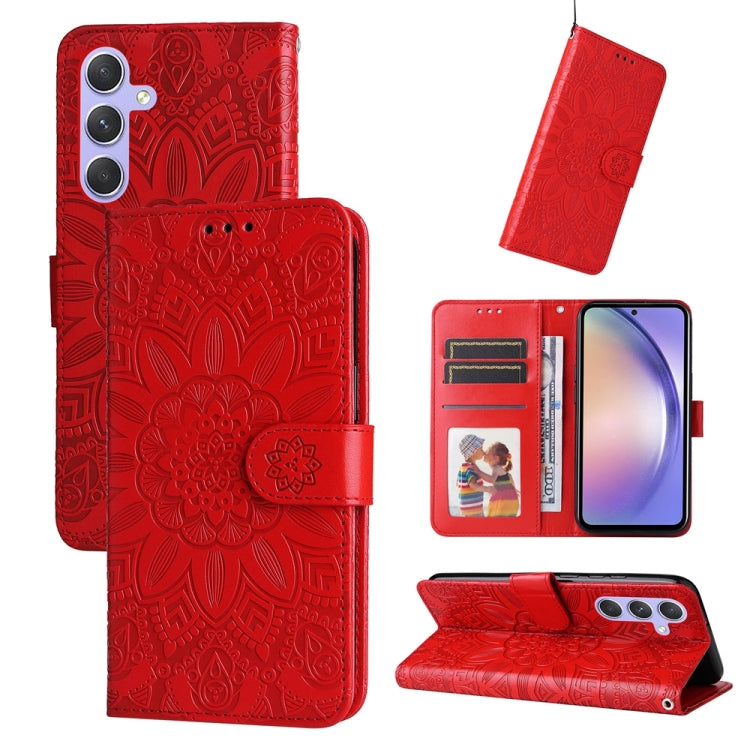 For Samsung Galaxy M54 5G Embossed Sunflower Leather Phone Case