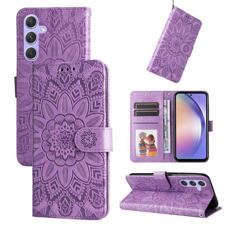 For Samsung Galaxy M54 5G Embossed Sunflower Leather Phone Case