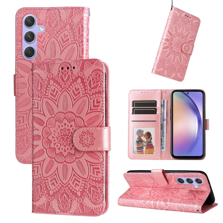 For Samsung Galaxy M54 5G Embossed Sunflower Leather Phone Case