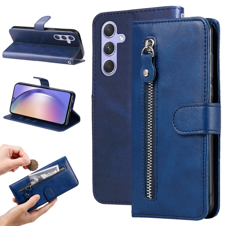For Samsung Galaxy M54 5G Calf Texture Zipper Leather Phone Case