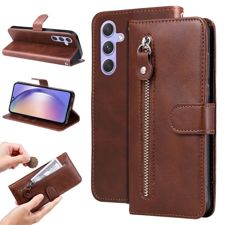 For Samsung Galaxy M54 5G Calf Texture Zipper Leather Phone Case