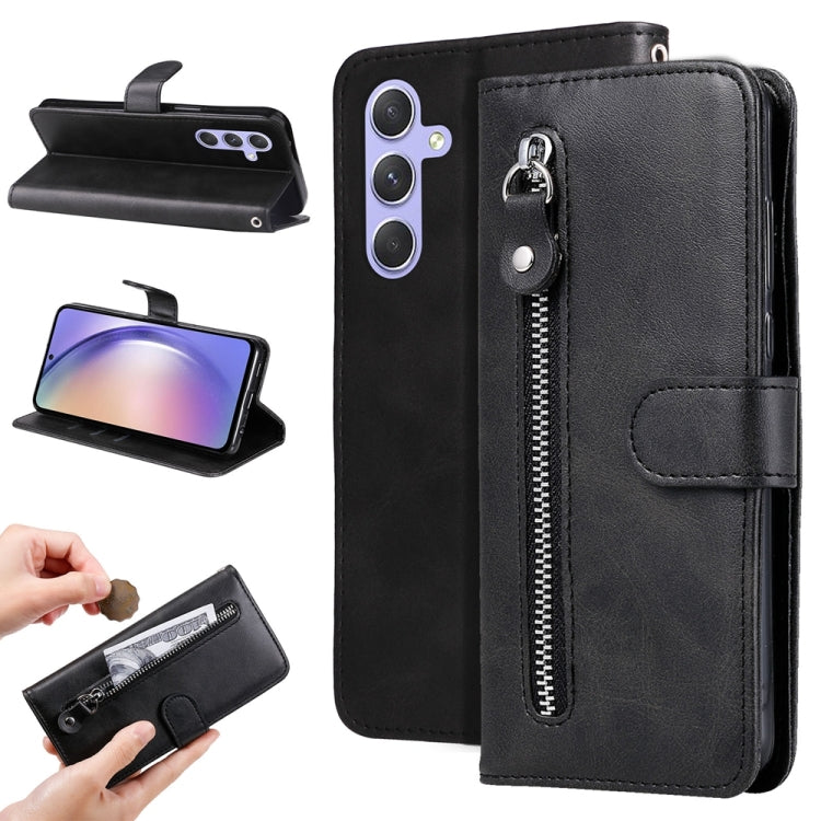 For Samsung Galaxy M54 5G Calf Texture Zipper Leather Phone Case