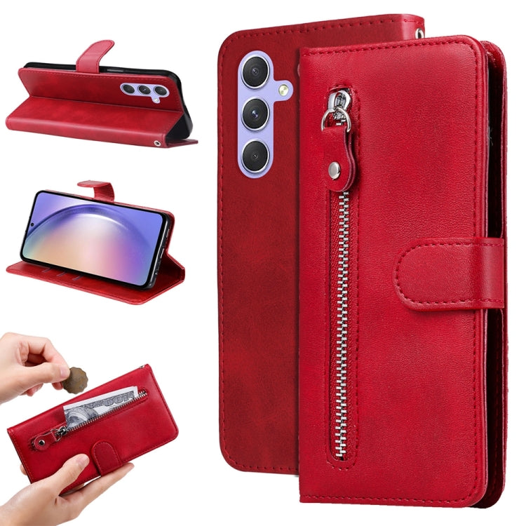 For Samsung Galaxy M54 5G Calf Texture Zipper Leather Phone Case