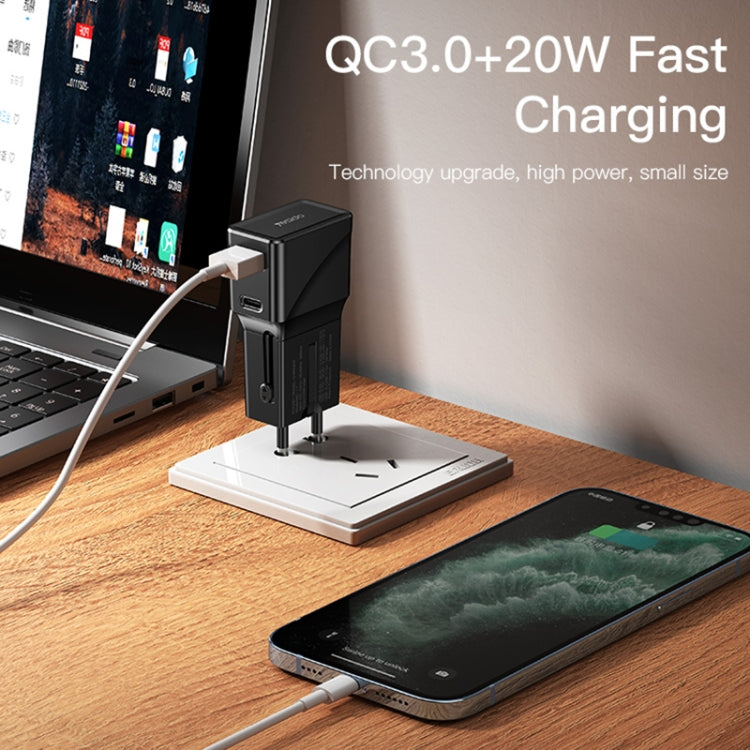 Yesido MC-17 QC3.0 + PD 20W Dual Port Global Universal Travel Charger(Black)