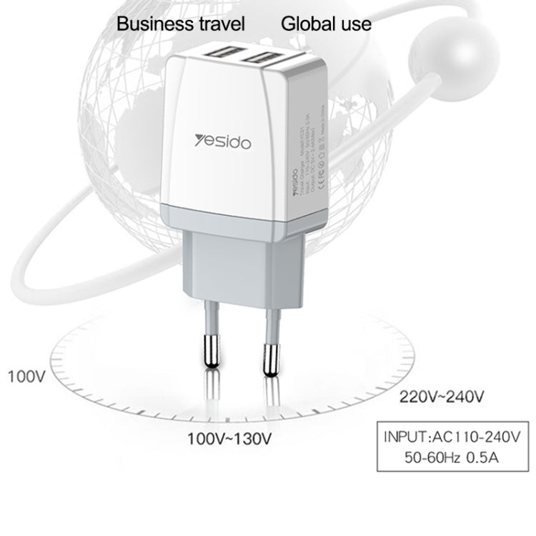 Yesido YC-21 USB Dual Port Travel Fast Charger(EU Plug)