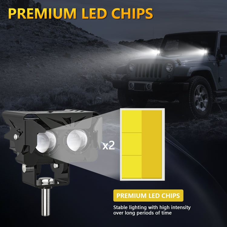 M2 1 Pair Double Lens Motorcycle Two-color Spotlight(Black)