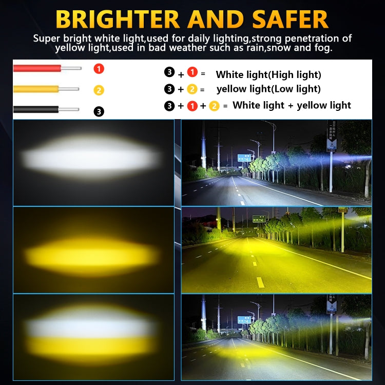 M2 1 Pair Double Lens Motorcycle Two-color Spotlight(Black)