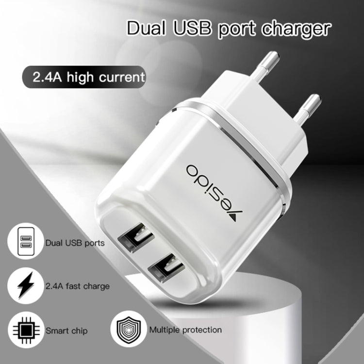 Yesido YC-26 USB Dual Ports Travel Charger(EU Plug)