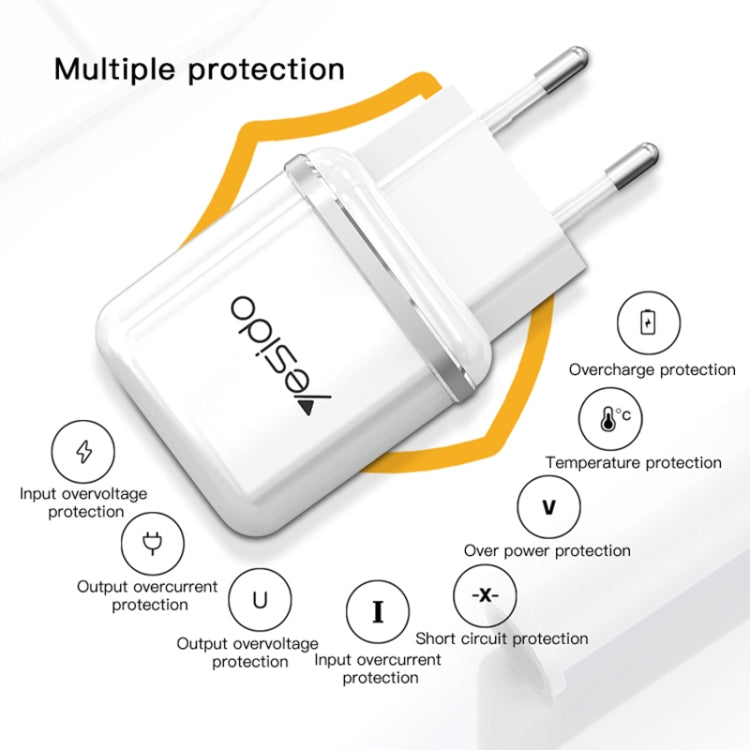 Yesido YC-26 USB Dual Ports Travel Charger(EU Plug)