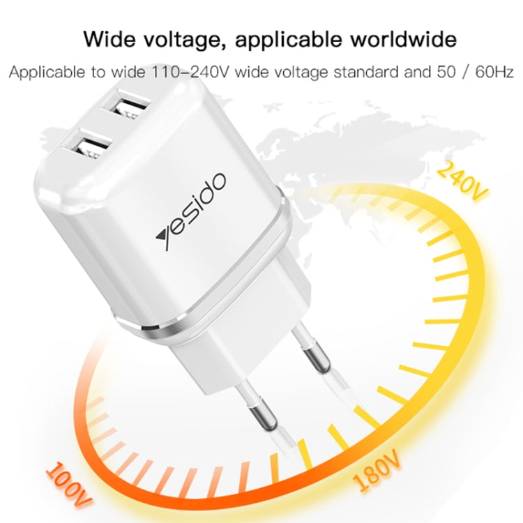 Yesido YC-26 USB Dual Ports Travel Charger(EU Plug)