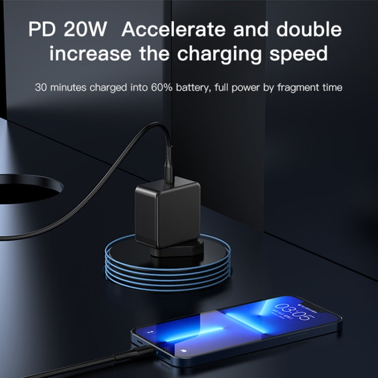 YESIDO CA99 20W USB-C / Type-C to 8 Pin Braided Charging Data Cable with Indicator Light, Length:1.2m(Black)